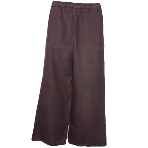 Kate Hill Chocolate Draw String Ankle Length Linen Pants - Picture 2 of 9